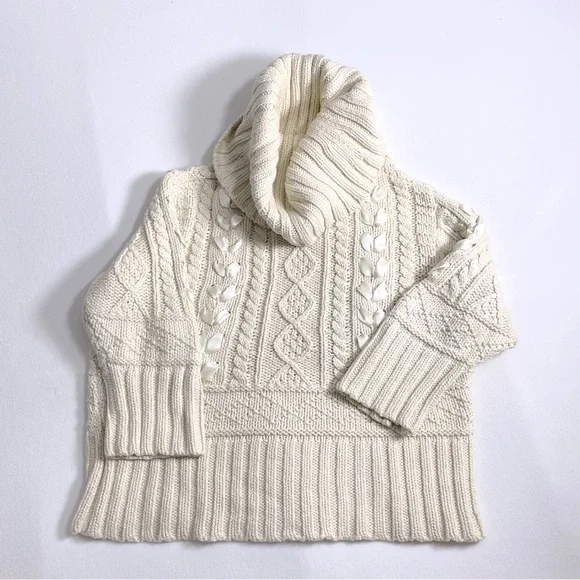 Ralph Lauren Chunky Cable Knit Fisherman Sweater Feminine Coquette XL - Picture 1 of 15